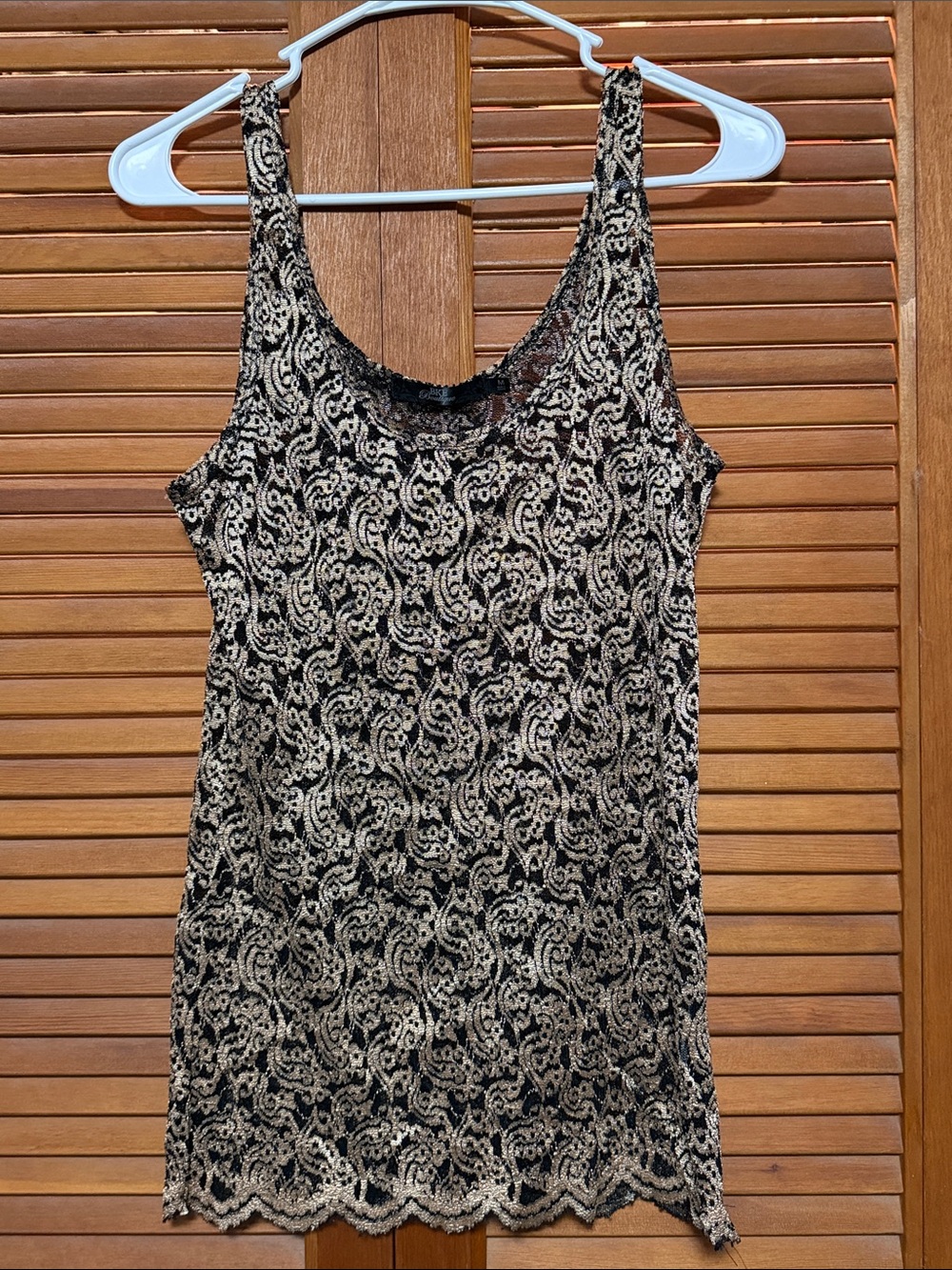 BKE Black and Cream Lace Tank